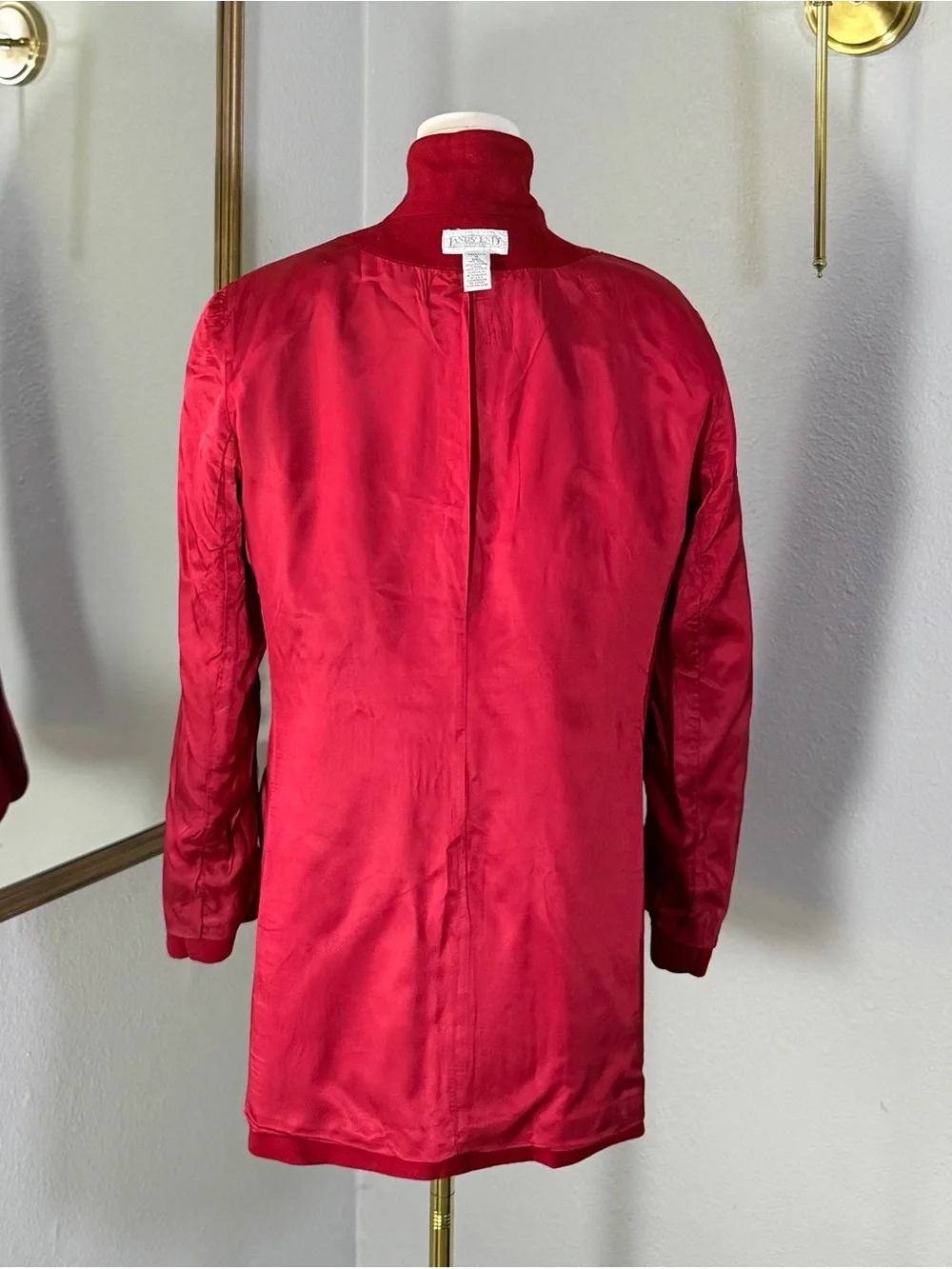 VTG Lands End 75% Wool 25% Cashmere Red Oversized Blazer Jacket Size 14 Academia